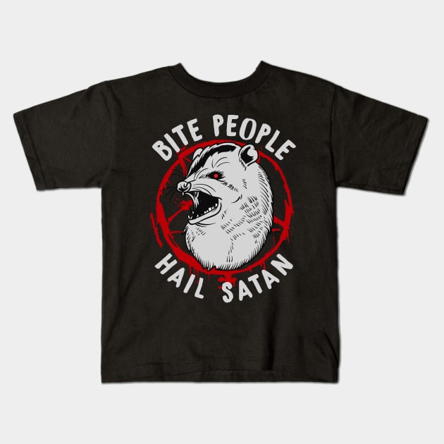 Bite People Hail Satan I Pentagram Possum product Kids T-Shirt by biNutz